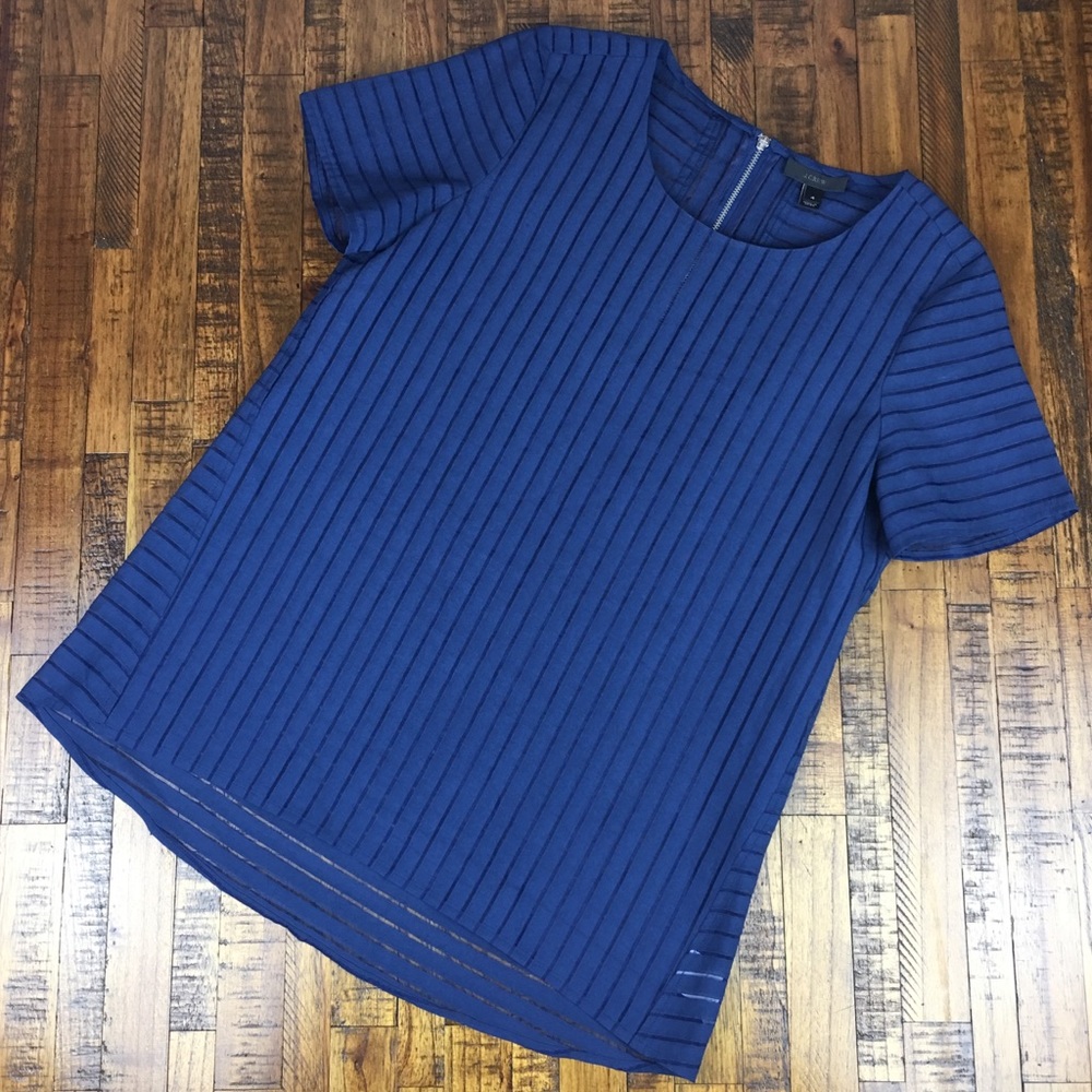 J. Crew Shadow Stripe Top Short Sleeve Career Work